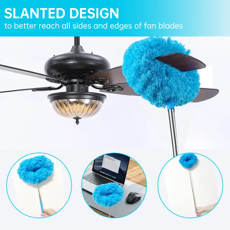 Practical Gift for Mom, Extendable Microfiber Ceiling Fan Duster, Rotating Adjustable Long Handle, Dust-Locking Reusable & Machine Washable Cleaning Tool for High Ceilings, Ceiling Fans & Hard-to-Reach Areas