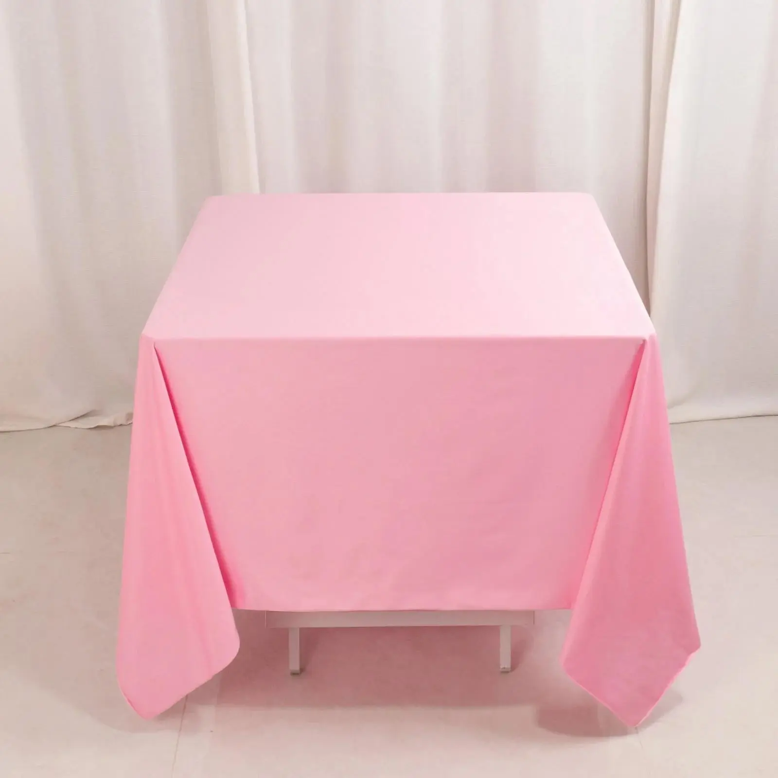 Solid Pink Square Scuba Tablecloth, 70"x70", Wrinkle Resistant, Machine Washable, for Hospitality Use (Hotels, Events)