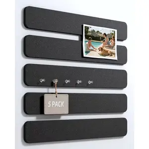 5pcs Felt Pin Board Strip, Self-Adhesive Corkboard Notice Board for Bedroom Office Home Wall Decor, Stickers Photos Schedule