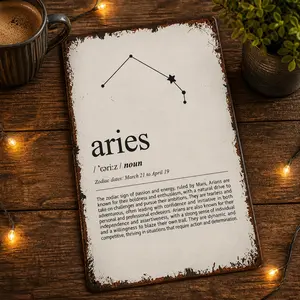 Aries Zodiac Sign Metal Sign 8x12 Inch Astrology Birthday Gift Wall Decor for March 21 to April 19 Ideal for Aries Enthusiasts tiktokshopspringglowup