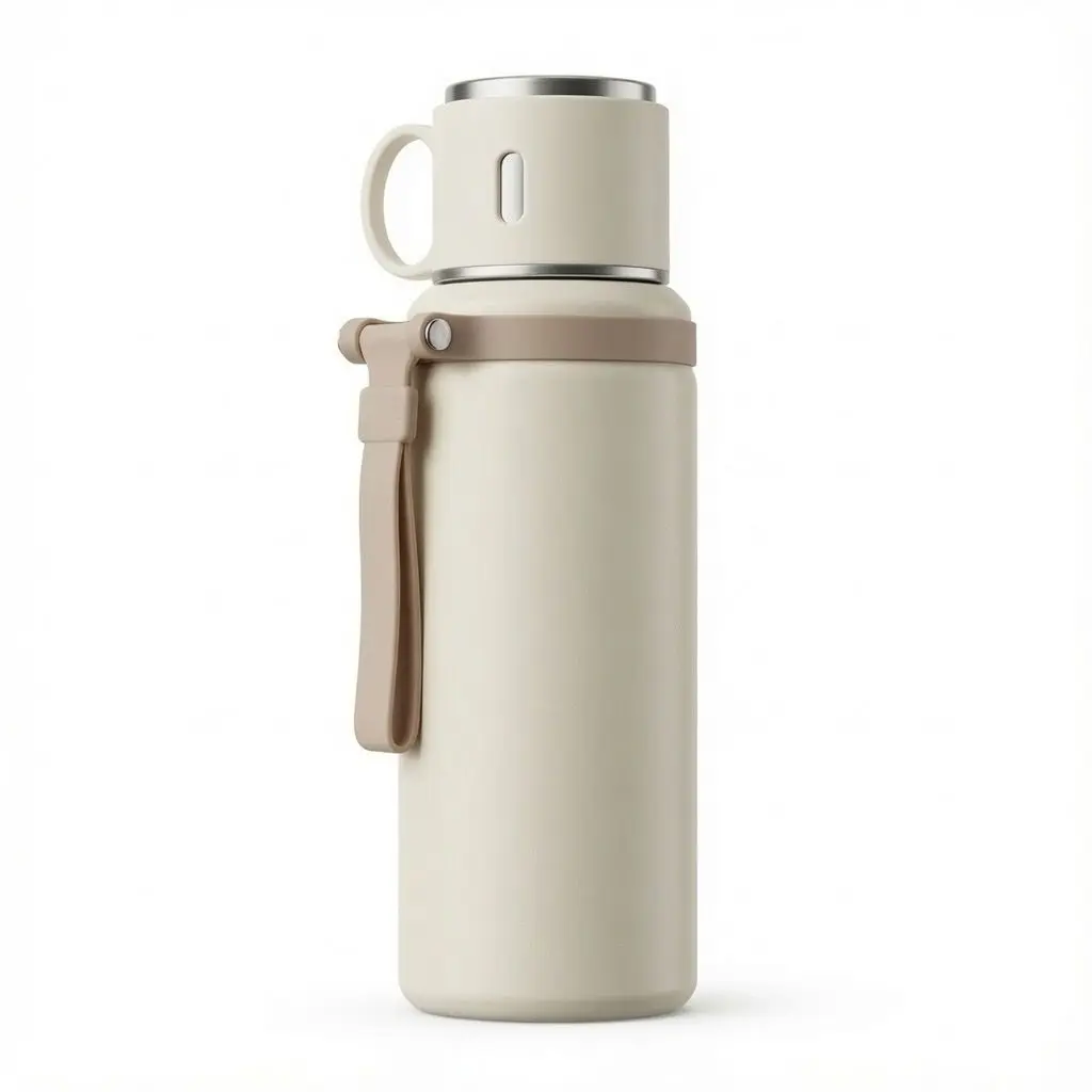 Tea Water Separation Insulated Cup/Thermo Flask -white