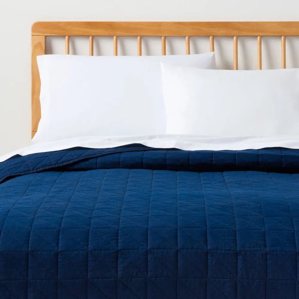 King Microfiber Quilt Navy Blue - Room Essentials