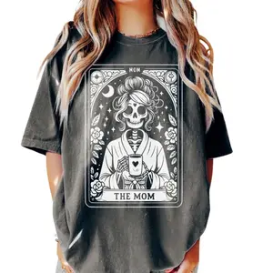 The The Mom Tarot Card Comfort Color Shirt, Vintage Skeleton Mom Shirt Unisex Tarot Card Shirt Cute Coffee Lovers Shirt Tarot Lovers Gift