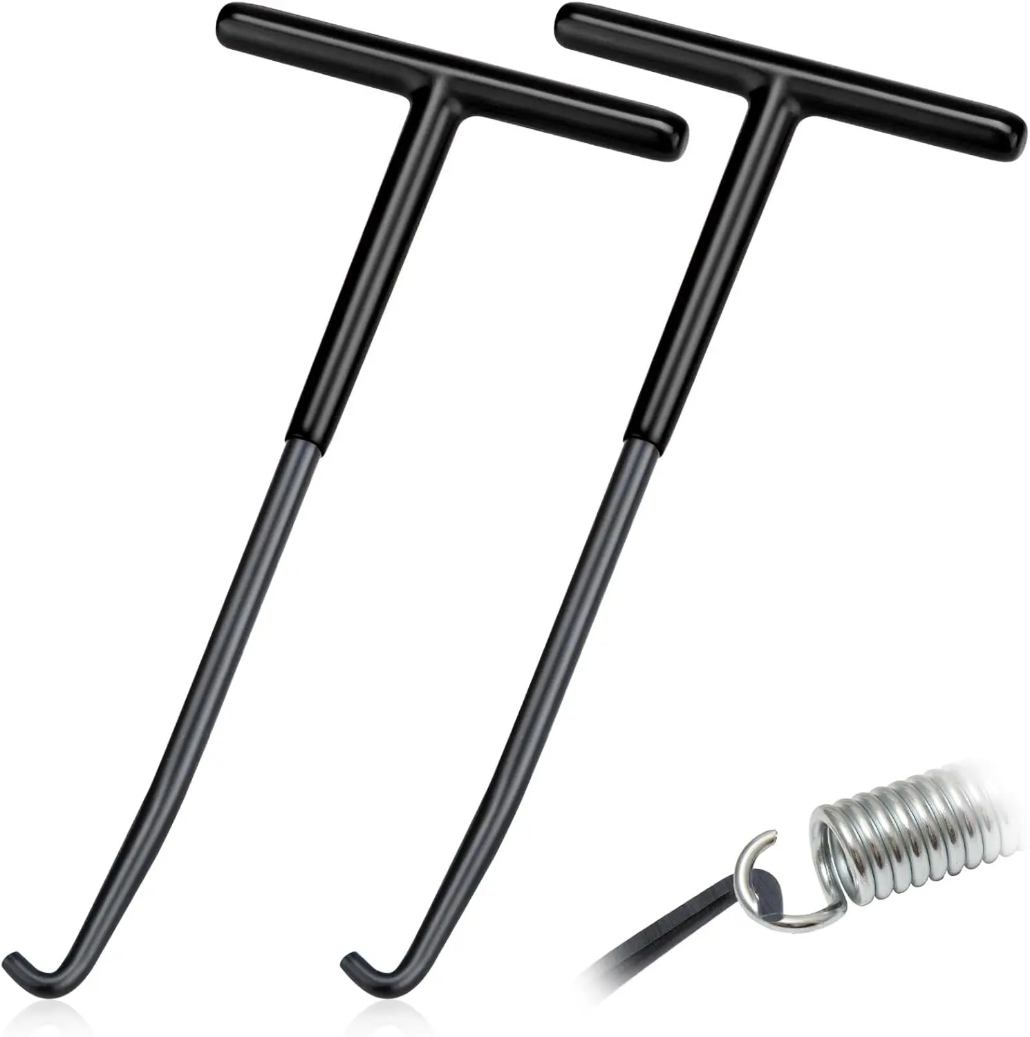 2 PCS Exhaust Spring Puller Tool, Motorcycle Exhaust Spring Hook | T Shaped Handle Spring Removal Tool with Rubber Coating, Snowmobile Accessories for Motorcycle Dirt Bike (Black)