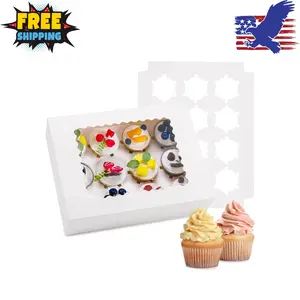 6PCS Cupcake Boxes - Hold 12 Count Cupcake Containers with Window