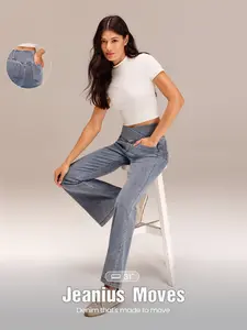 GLOWMODE Jeanius Moves Movin' And Groovin' Stretchy Breathable Butt-Lifting Denim Crossover Waist Flare-Leg Pocket Jeggings Daily Casual Wear