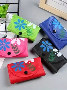 Bright Floral Print Foldable Shopping Bag, Durable Oxford Fabric, Safety Buckle, Lightweight Portable, Eco-Friendly Grocery Bag