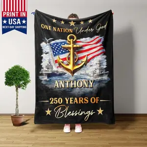250Th Anniversary Usa Patriotic Blanket, Navy Gifts Military, Usa Flag Blanket, Patriotic Decor Gift, 1776-2026 Commemorative Decoration