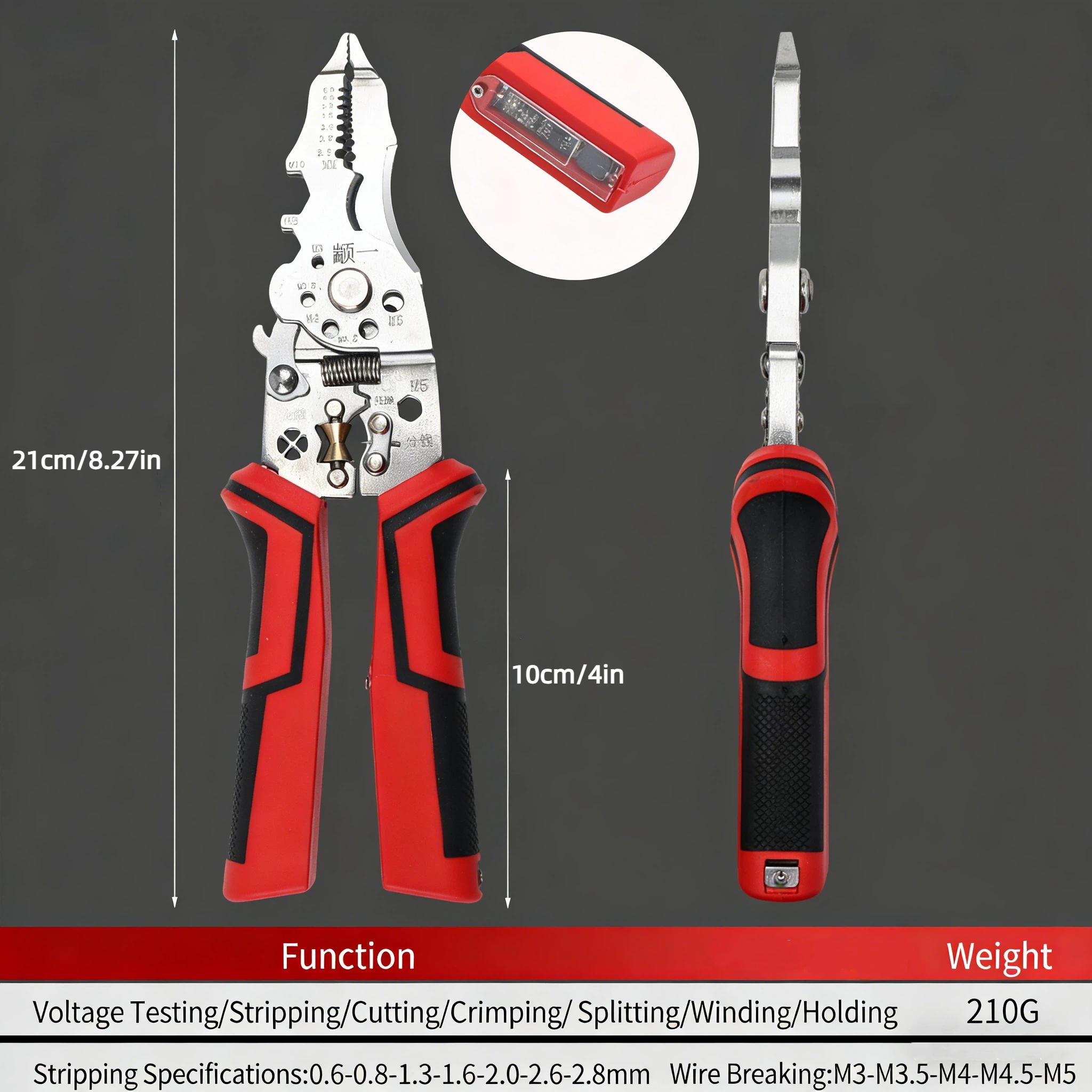 16-in-1 Multi-Function Wire Stripper Pliers with Live Wire Indicator Manual Hand Tool for Cutting Stripping Crimping Twisting & Bending Wires Home Repair Use Compact Portable High-Quality Tools