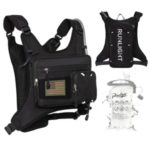 Tactical Hydration Vest with Germany/US/United Kingdom Flag Badges, Outdoor Multifunctional Hydration Vest, Reflective Functional Vest for Running and Cycling, Trail Running, Jogging Equipment