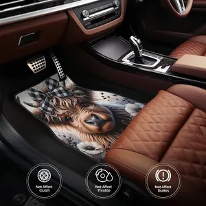 4pcs Bow Cow Pattern Car Floor Mats - Stylish & Durable, Stain-resistant, Anti-slip, Easy Clean, Universal Fit for All Vehicles, Car Interior Accessory for Women and Men