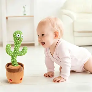 Interactive Dancing Cactus Toy with 120 Songs, 15 Second Recording Function, LED Lights, Suitable for Kids and Infants, Requires Aa Batteries