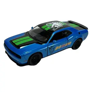 KINSMART 1:40 Scale 2023 Dodge Challenger SRT Demon 170 LIVERY Edition Blue Diecast Collectible Model Car Kit with Realistic Die Cast Metal & Plastic Parts