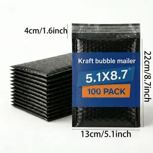 50/100 Pack 5.1x8.7 Inch Bubble Mailers, Waterproof Padded Envelopes for Shipping, Heavy Duty Mailing Envelopes with Self-Seal Closure, Bulk Pack for Small Business & Personal Use