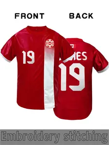 Men's Soccer Jersey Canada Embroidered No. 19 Vintage Ball Shirt, Classic Color Short Sleeve T-Shirt, Breathable Fabric