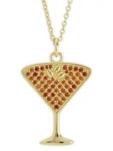 Pave CZ Espresso Martini Pendant Necklace