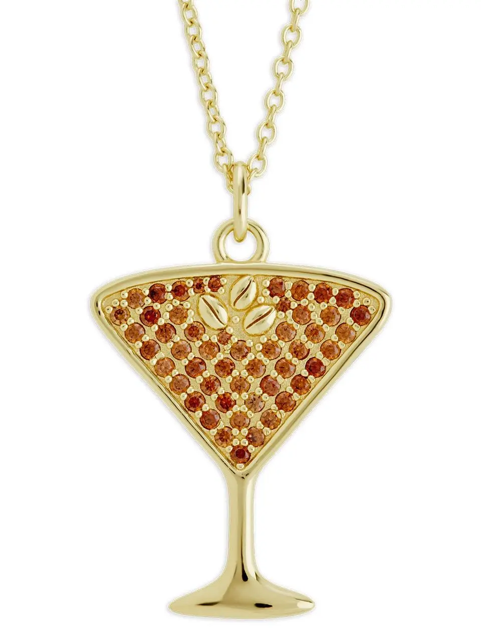 Pave CZ Espresso Martini Pendant Necklace
