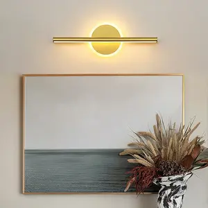 LED Wall Lamp, 1 Piece Golden Yellow 15.75in Mirror Light, White Light/Warm Light. Electrical Wiring, For Bathroom, Closet, Picture Light, Entrance Hall, Bar Counter, Indoor Decorative Lighting Fixture, Home Decor Light