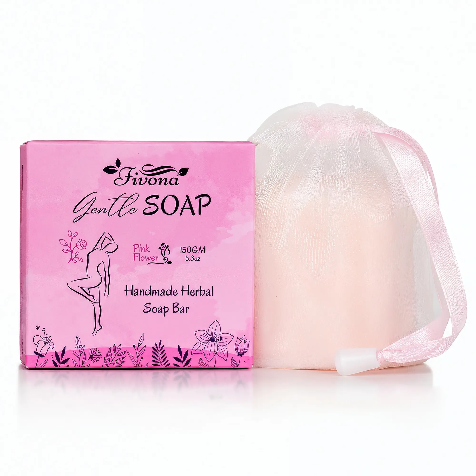 FIVONA Yoni Herbal Cleanser Soap Bar (5.3oz) with Flower, Olive & Shea Ingredients - Gentle Feminine Intimate Wash, Whole Body Use, Exfoliating Scrubber Foaming Net, Restore Support, Body Wash, Daily, Coconut, Body Care