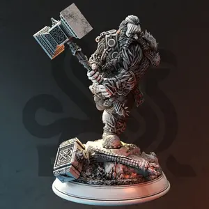Elite Dwarf Barbarian - Rend Mathias Character Figure Miniature, 3D-Printed Resin Miniatures, DM Stash Home Decor Statue, Character Figure Miniatures