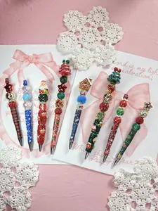 1 Custom Christmas Beaded Pen - Personalized Writing and Journaling tool - Beads will vary - (Assembled Live + Free Gift)