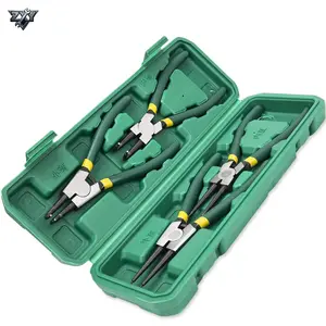 4 PCS Snap Ring Pliers Set, 7 Inch Heavy Duty Circlip Pliers Kit, Snap Ring Removal Tool Retaining Straight Bent Lock Ring Pliers Set with Storage Case