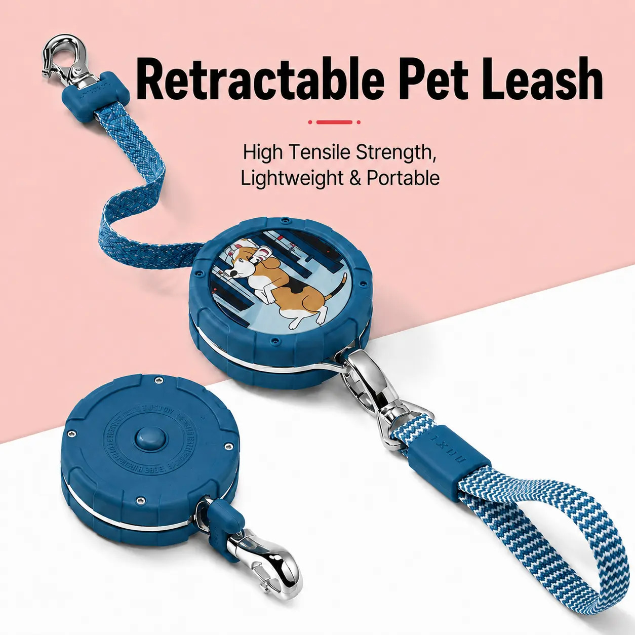 Portable, Stylish and Easy-to-Store Walking Lead, Retractable Pet Leash with Reinforced Metal Clip, Durable Housing and Quick Storage for Dogs, Cats, Vet Visits, Grooming Trips and Daily Outings