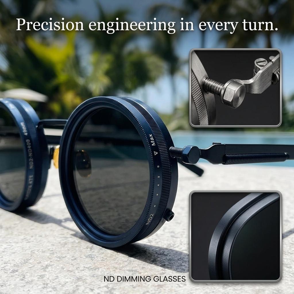Polarized Round Sunglasses ND9 Adjustable Dimming Sun Glasses Men Women Retro Punk Men's Fishing Eyeglasses Outdoor Shades UV400 Indoor leisure equipment