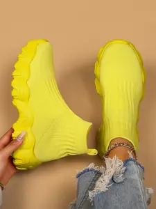 Women's Fashionable Breathable Mesh Slip-on Shoes, Casual Lightweight & Comfortable Sports Shoes for Running, Athletic Running Shoes, Round Toe High Top Sneakers for Daily Used