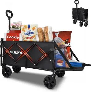 12 lb Collapsible Tailgate Wagon Cart with Wheels, Compact Folding Utility Wagon for Garden, Grocery, Beach, Camping - Portable Heavy Duty Cart