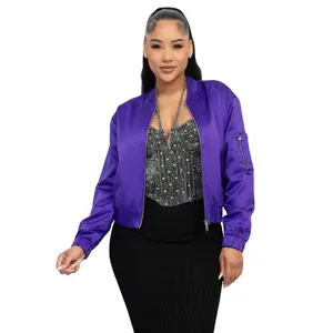 TCHOUP JACKET Purple Satin Zip Up Mardi Gras