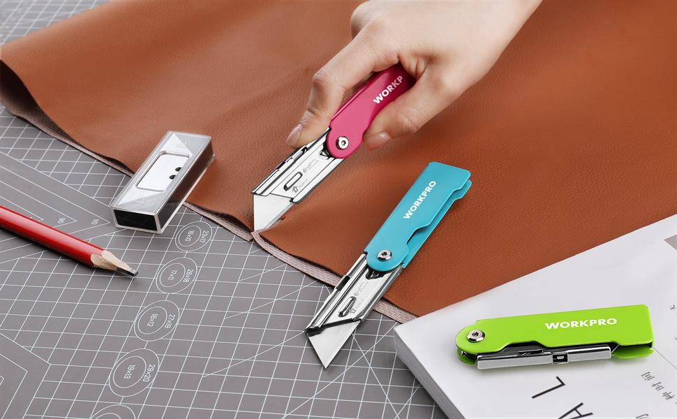 #SpringGlowUp WORKPRO 3-Pack Folding Utility Knife Set, Quick Change Blade Box Cutter, Razor Knife with Belt Clip, 10 Extra SK5 Blades for Cartons, Cardboard and Boxes #SpringGlowUp WORKPRO 3-Pack Folding Utility Knife Set, Quick Change Blade Box Cutter, Razor Knife with Belt Clip, 10 Extra SK5 Blades for Cartons, Cardboard and Boxes