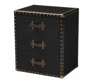 Baxton Studio Mallison Canvas 3-Drawer End Table