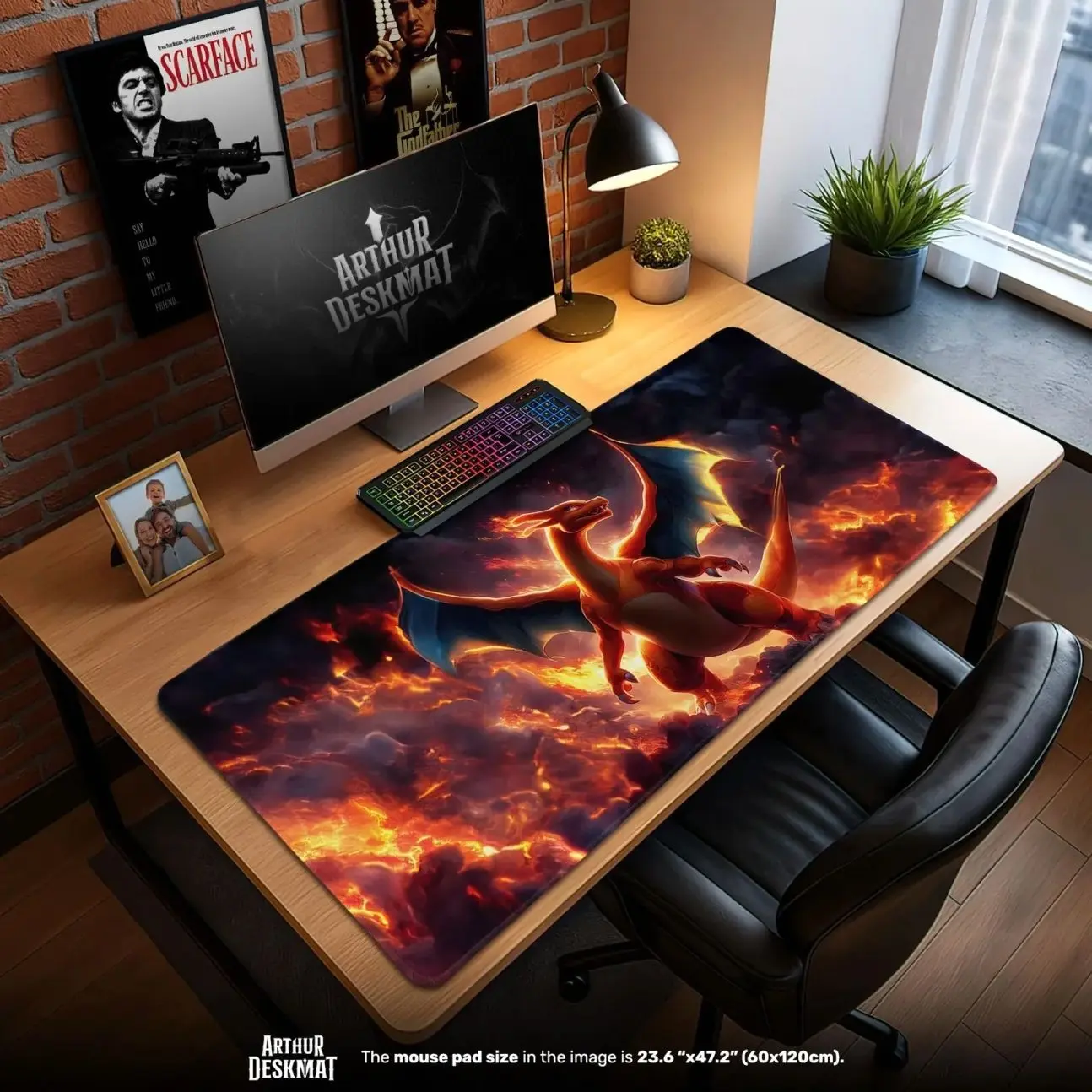 Charizard Mouse Pad – Fire Desk Mat with Epic Flame Artwork, Gaming Desk Mat, Anime Fan Gift, Collector Desk Decor