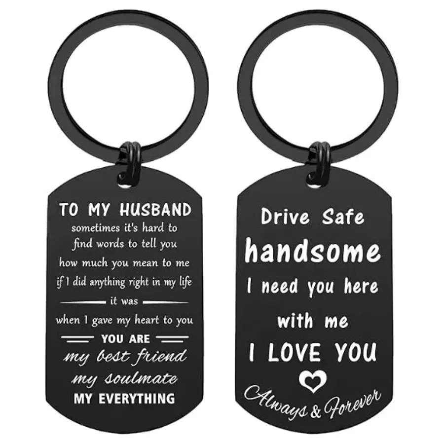Husband Birthday Gifts- Drive Safe Handsome Keychain for Husband, I Love You Gifts for Valentines Fathers Day Anniversary Christmas
