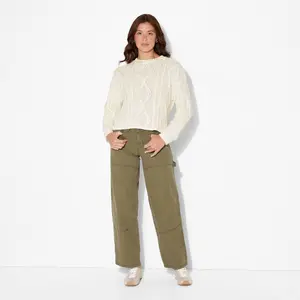 Women's Crewneck Cotton Cable Pullover Sweater - Wild Fable