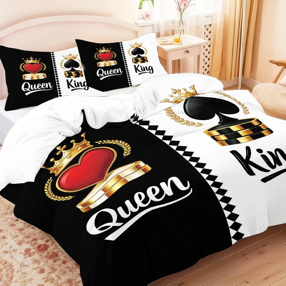 Queen & King Pattern Theme Bedding Set, Including 1 Count Bedspread & Pillowcase without Filler, Soft Comfortable Comfy Bedding Set for Bedroom, Decorative Bedding Set, Bed Sets