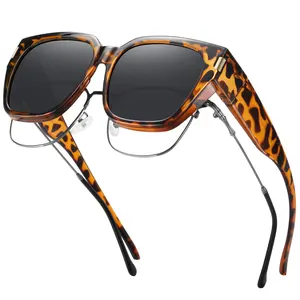 LNNCCD Polarized Fit Over Glasses Sunglasses for Men Women Trendy Square Wrap Around Shades with UV400 Protection Lightweight TR90 Frame Over Prescription Glasses