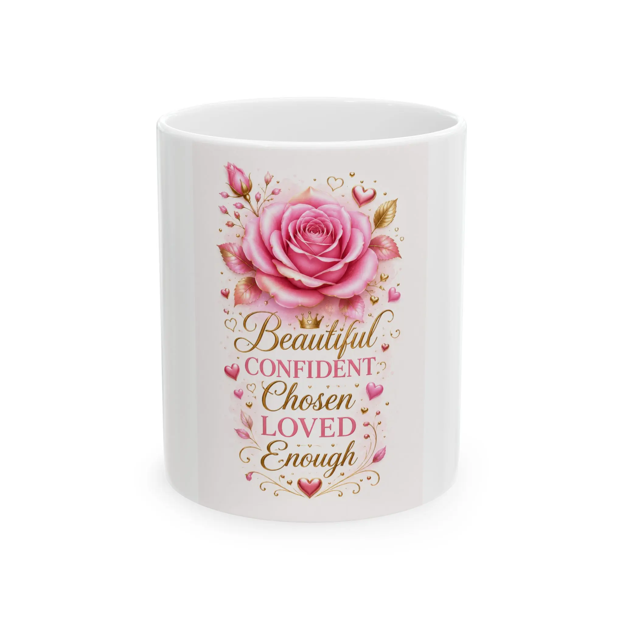 Beautiful Pink Rose Coffee Mug | Christian Inspirational Gift | Floral Ceramic Mug | Faith Gift for Women | 11oz 15oz