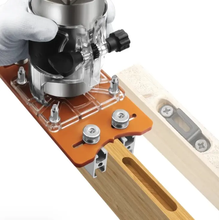 Woodworking 2 in 1 Slotting Bracket - Invisible Fasteners Slotting Guide Base for Home Furniture Concealed Connector and Fastener Adjustable Clamp Height