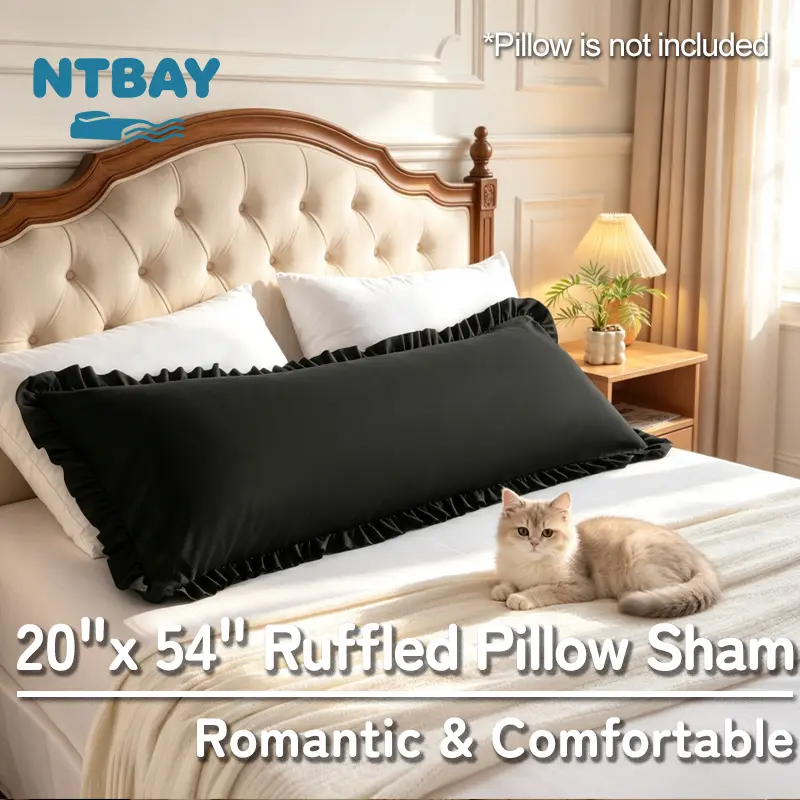 NTBAY Ruffled Body Pillow Sham, 20"x 54" Brushed Microfiber Body Pillowcase, Bedroom Gift Ready, Envelope Closure, Ultra-soft and Cozy, Skin-Friendly, Machine Washable, Unique Design, Oeko-Tex