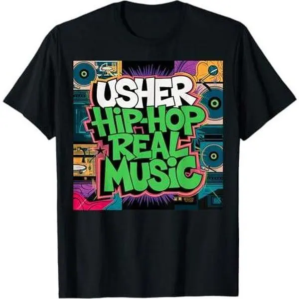 Vintage Usher HipHop Real Fan Music Record Mike Men Wome T-Shirt