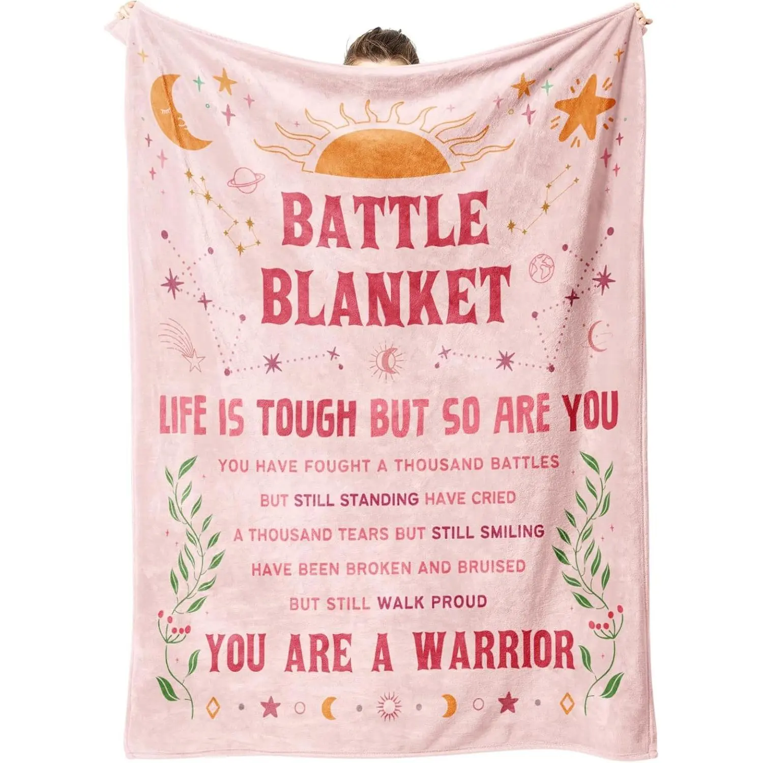 Cancer Care Gifts for Women, Get Well Soon Gifts Blanket for Her Him, Cancer Fighter Inspirational Quote Chemo Patient Gift - Meaningful Caring Message Battle Blanket