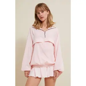 PAC 1980 Women's Active Pink Half Zip Windbreaker Track Jacket