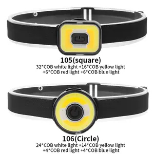 Rechargeable COB LED Headlamp, Ultra-Light Magnetic Head-Worn Lamp, Five-Mode Dimmable Waterproof Work Light, Blue Warning Lights, Camping Fishing Repair