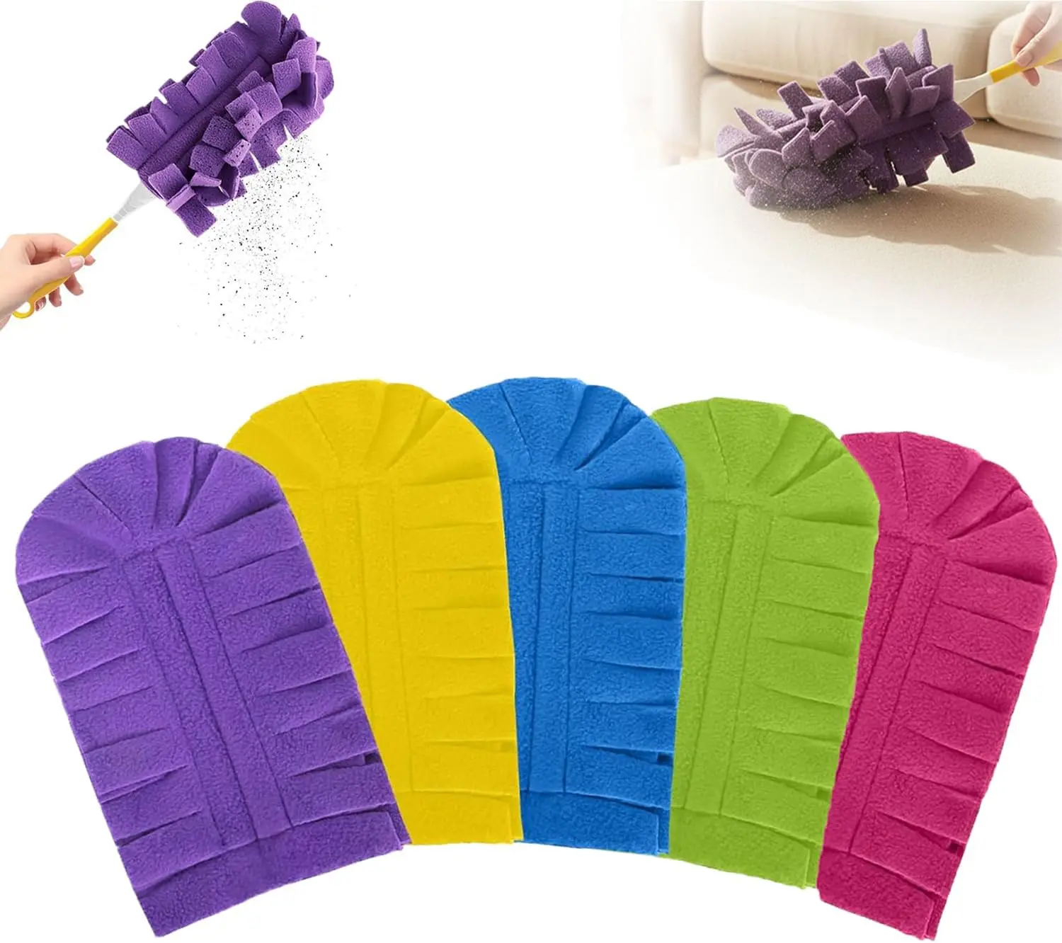 360° Fleece Duster Refills - Microfiber Replacement Pads, Reusable Wet-Dry Dual-Use Washable for Window, Household Duster Heads
