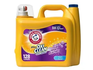 Liquid Laundry Detergent Fresh Burst Plus OxiClean Odor Blasters 166.5 fl oz 128 Loads Household Soap Baking
