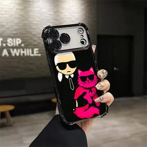 Karl Lagerfeld x Choupette Phone Case The Ultimate Fashion Statement: Karl Lagerfeld For IPhone 17 16 15 14 13 12 11 PRO PLUS MAX AIR Four-corner Drop-proof Transparent Casual Soft Silicone Phone Case Perfect Gift Cellphone Smartphone Q130