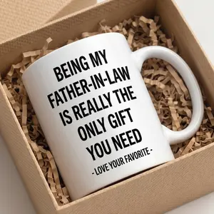Being My Father-In-Law Mug, Funny Father in Law Gift from Bride, Dad of Groom Coffee Cup, Fatherdays Birthday Ceramic Mugs - scs17737