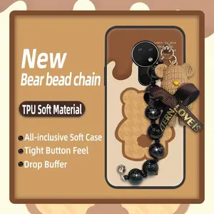 Black pearl pendant Simplicity Phone Case For Nokia 6.2/7.2 soft case Back Cover cute Anti-knock silicone Waterproof Bear bracelet Dirt-resistant Cartoon protective case